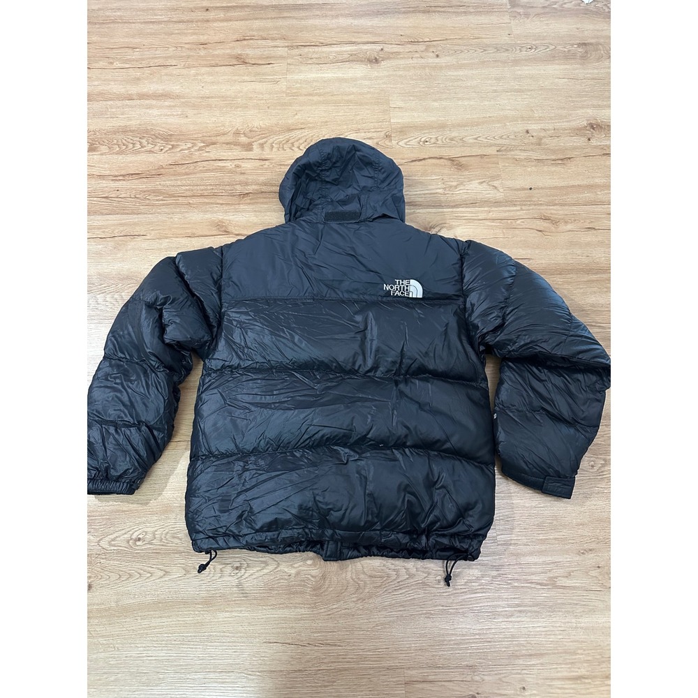 The North Face Nuptse 700 Down Puffer Jacket Mens Medium Black Hooded Coat - Picture 4 of 4